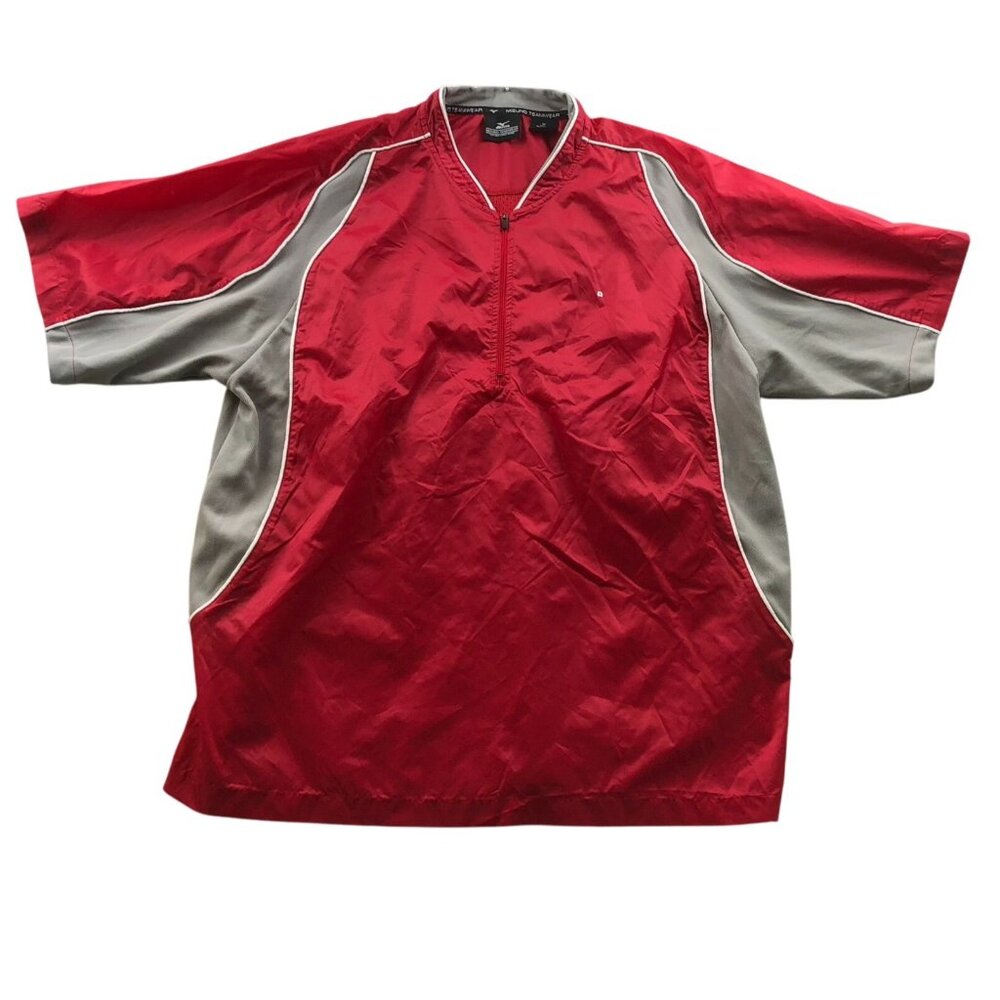 Mizuno Teamwear Mens Jersey T-Shirt Size XL V-Neck Activewear Red Gray Pullover